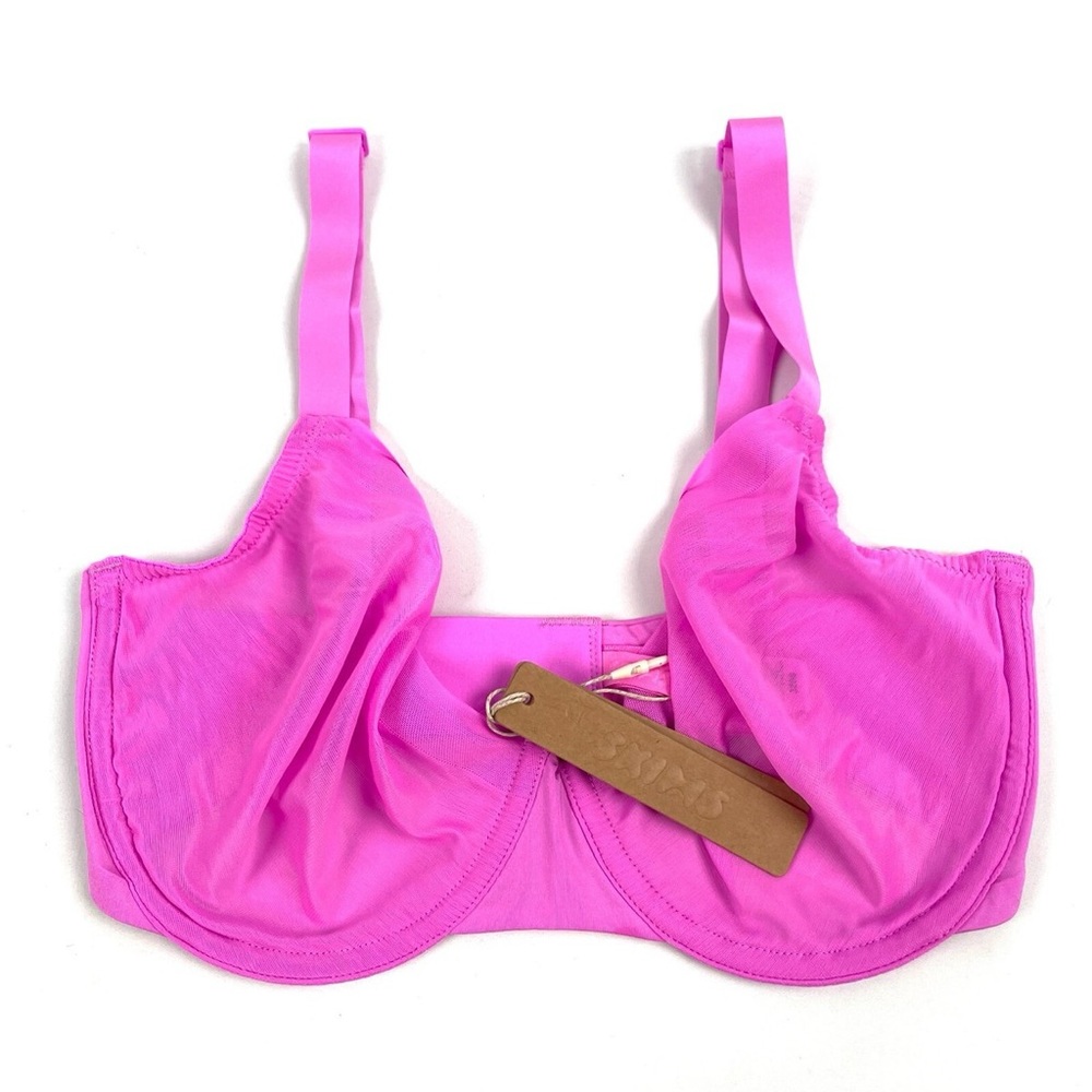 Skims Pink No Show Molded Unlined Demi Bra Underwire Logo Detail Size 44B